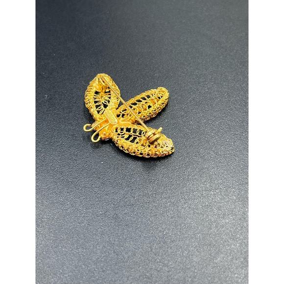 Vintage Made in Austria Brushed Gold
Coiled Metal Brooch AB Austrian Rhinestones - Picture 11 of 12